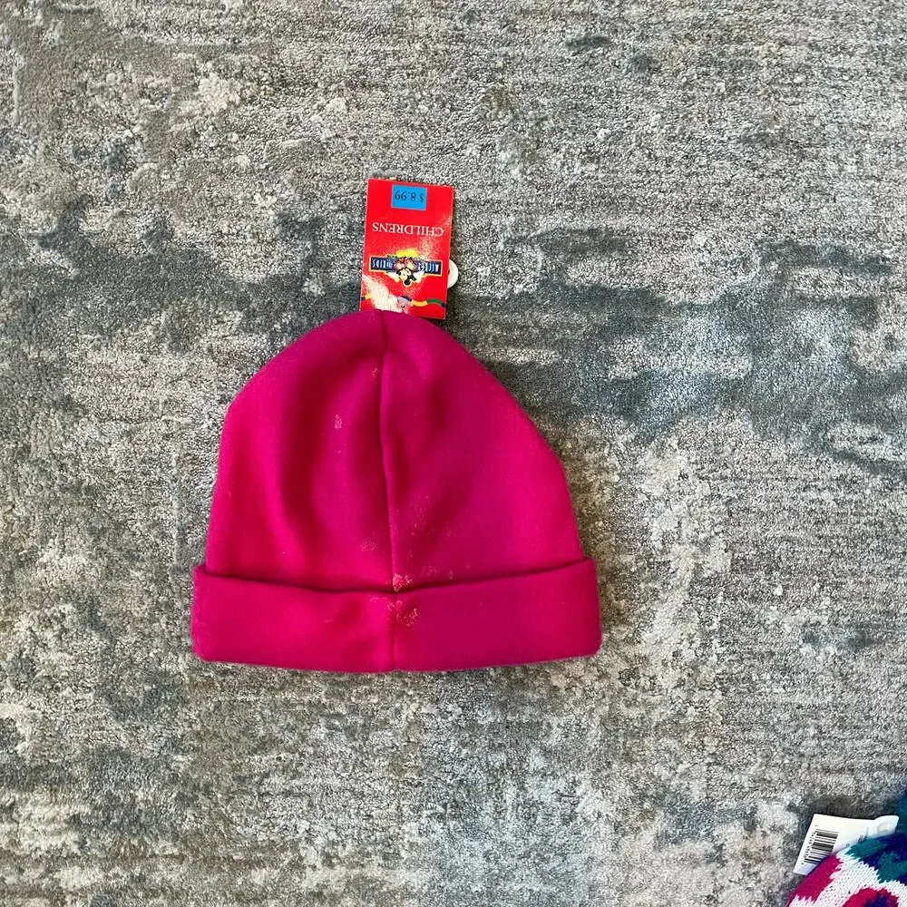 Vintage Mickey For Kids Pink Fleece Hat NWT